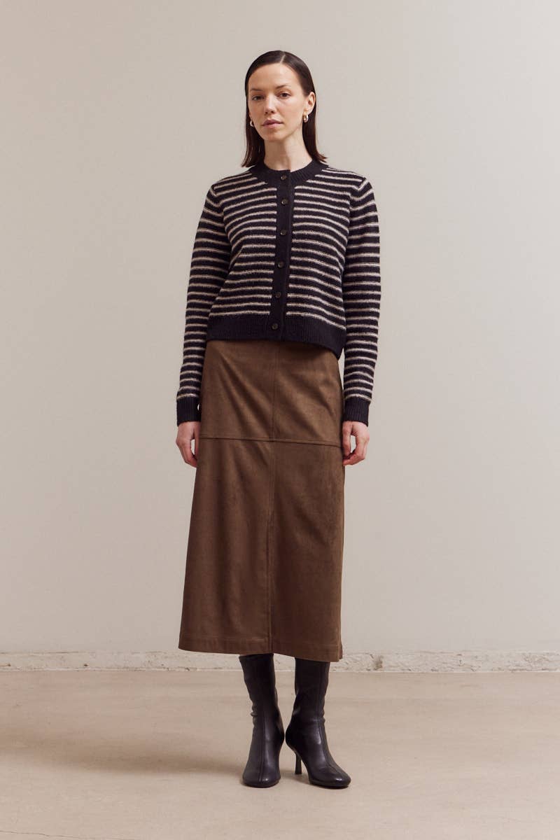 Thin Striped Button Up Cardigan