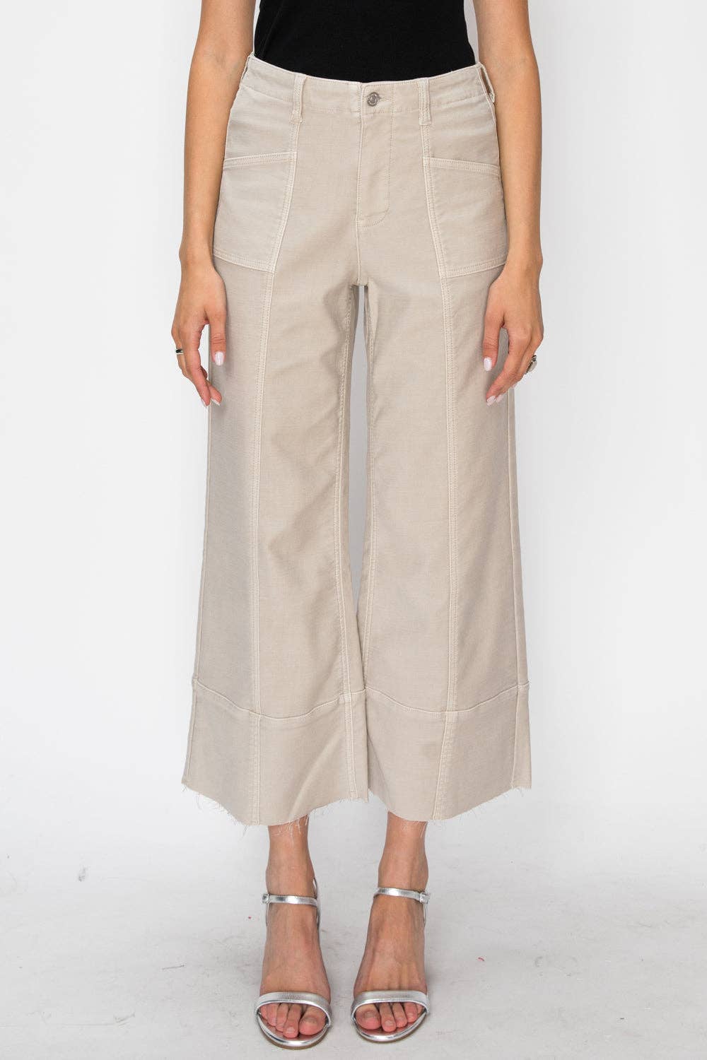 Tummy Control High Rise Slim Crop Palazzo Jeans