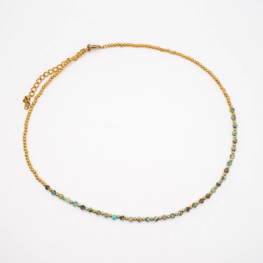 Simple Beaded Faceted Stone Necklace