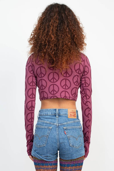 Peace Sign Long Sleeve Crop Top