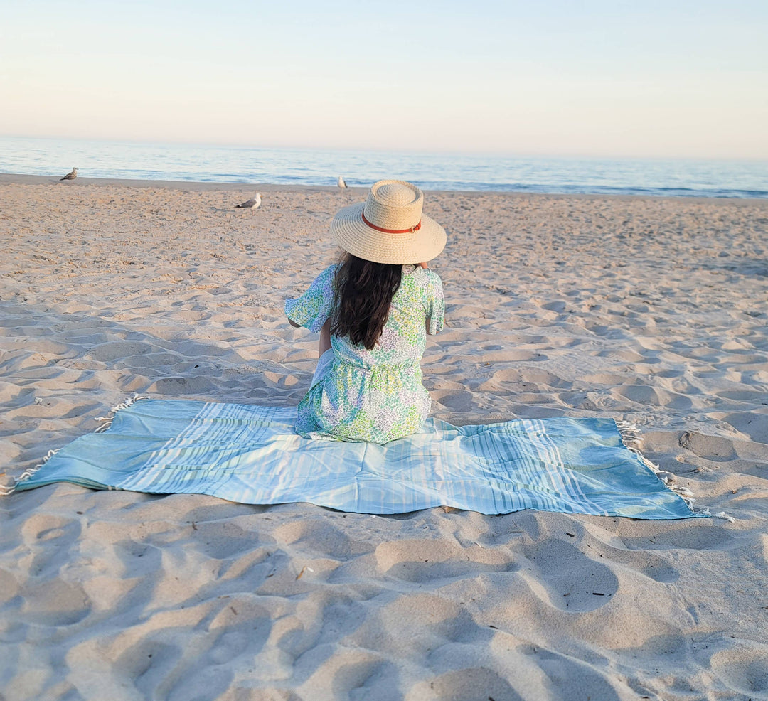 Tegula Turkish Towel | Sand Free Beach Towel |Jacquard Woven