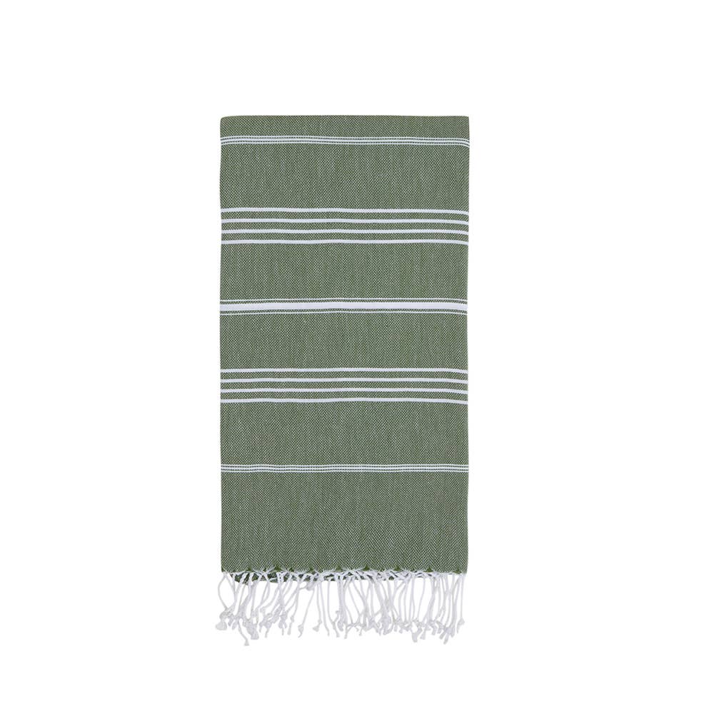 Light Weight Peshtemal Turkish Towel in Sage Stripe