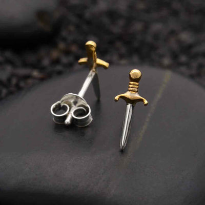 Mixed Metal Mini Dagger Post Earrings