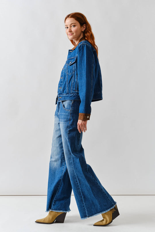 Super Flare Jeans With Frayed Bottom