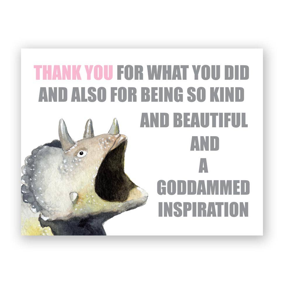The Mincing Mockingbird Triceratops Thank You Greeting Card - Simple Good