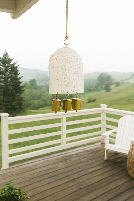 Haveli Wind Chime, Etched Brass - Handmade