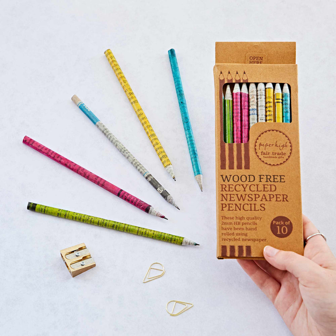 Recycled Newspaper Pencil Set