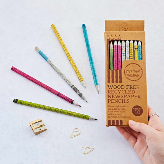 Recycled Newspaper Pencil Set