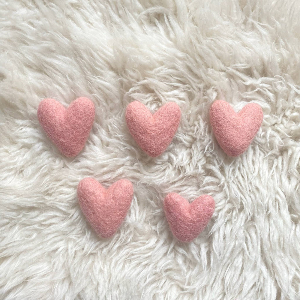 Light Pink Felted Wool Hearts