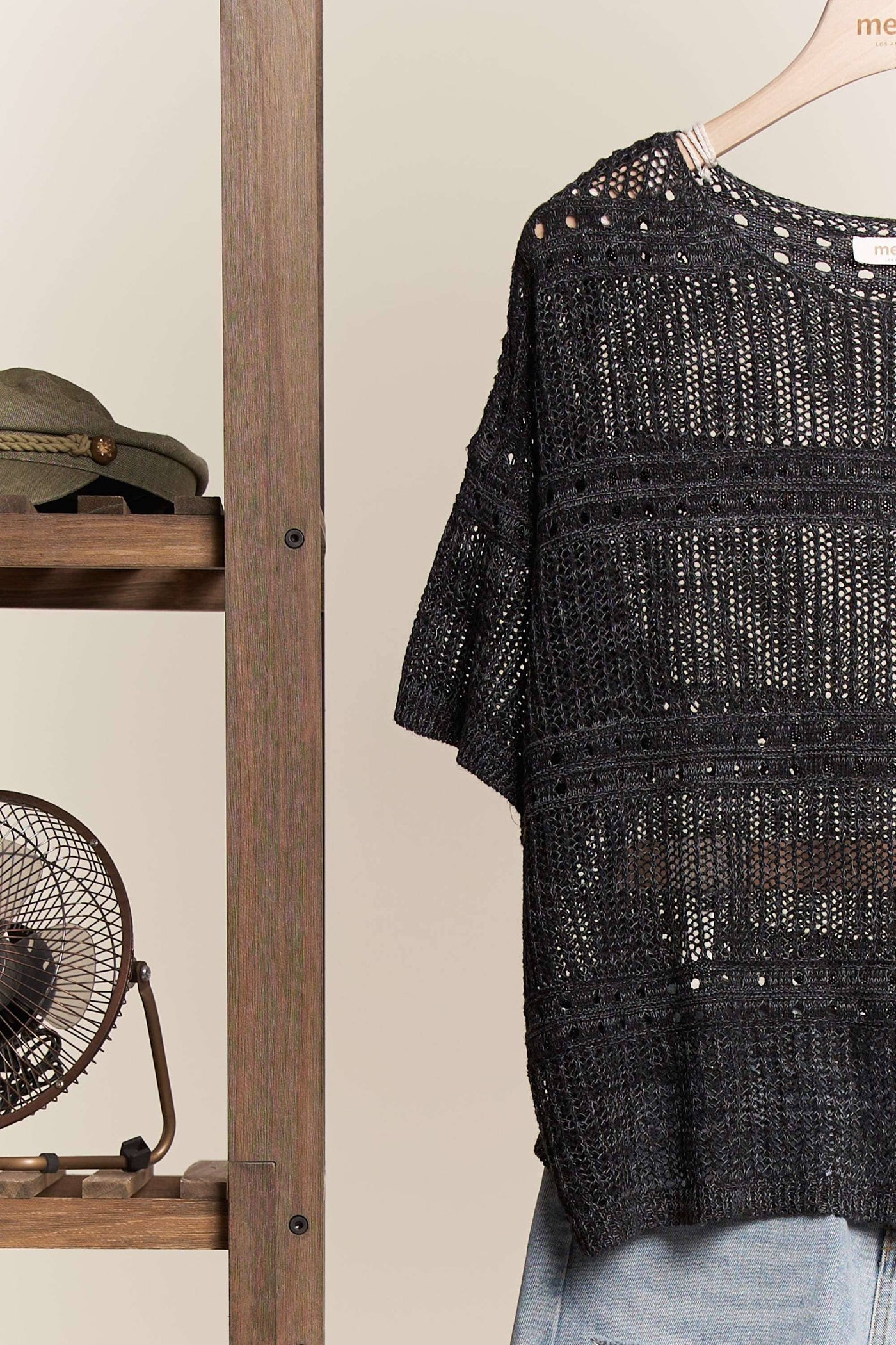 Short Sleeve See Through Knit Cover Up