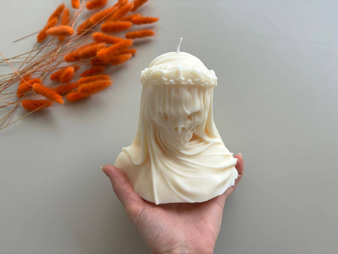 Large Skull in Veil Candle