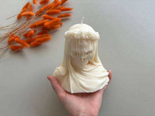 Large Skull in Veil Candle