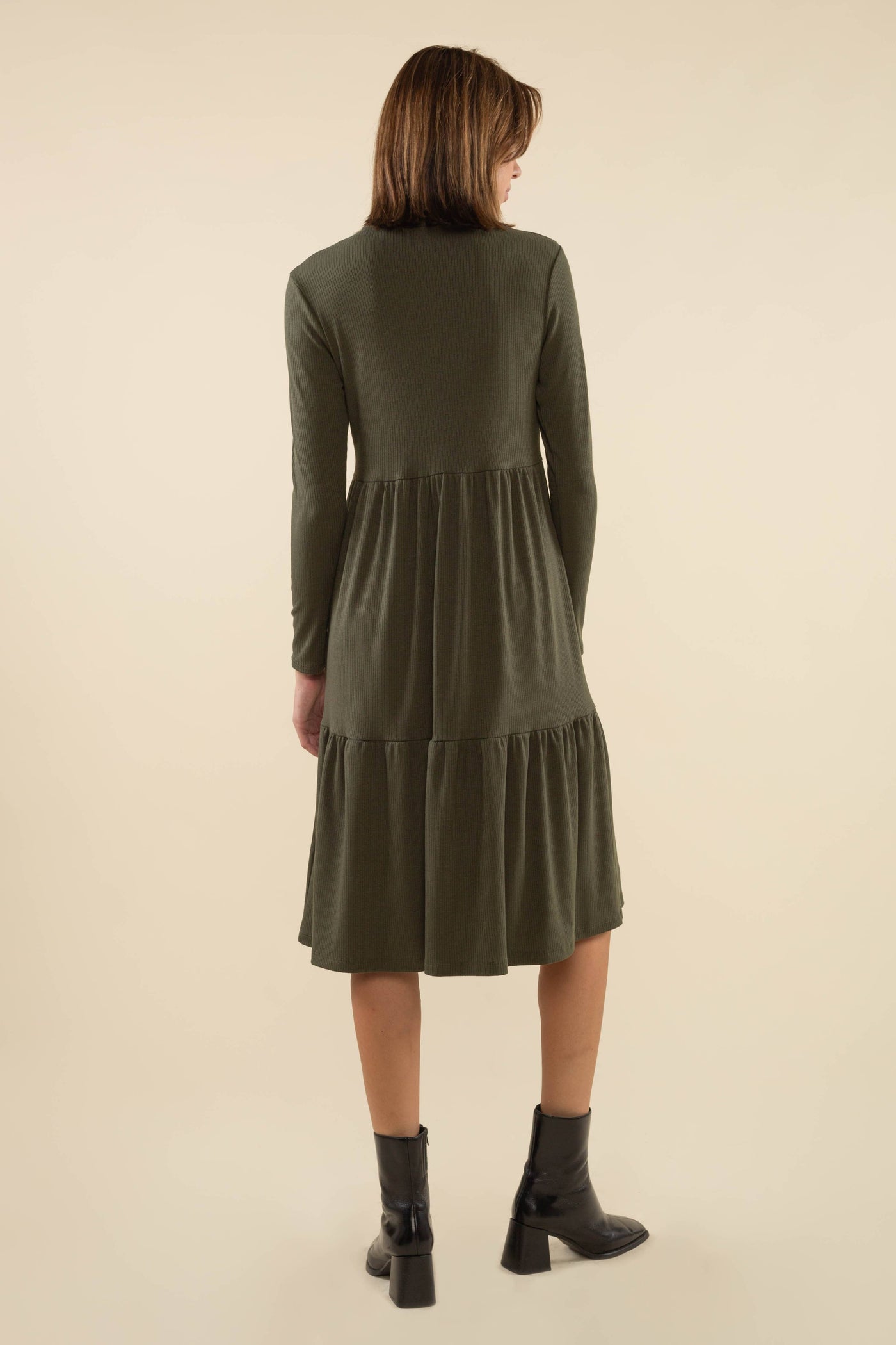 Karli Turtleneck Tiered Rib Dress