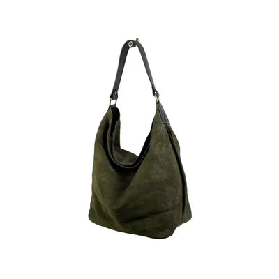 Large Suede Leather Hobo Bag