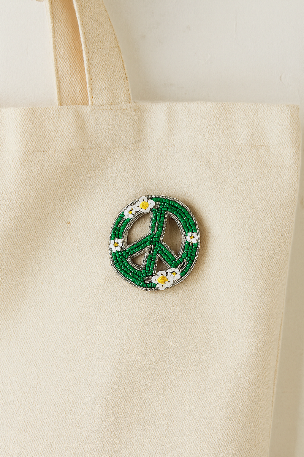 Handmade Bala Mani Beaded Peace Brooch Pin