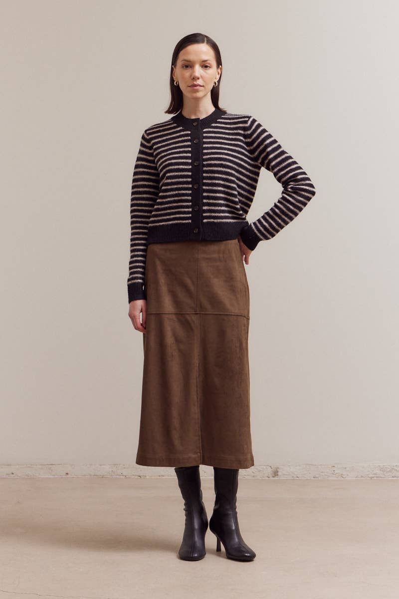 Thin Striped Button Up Cardigan