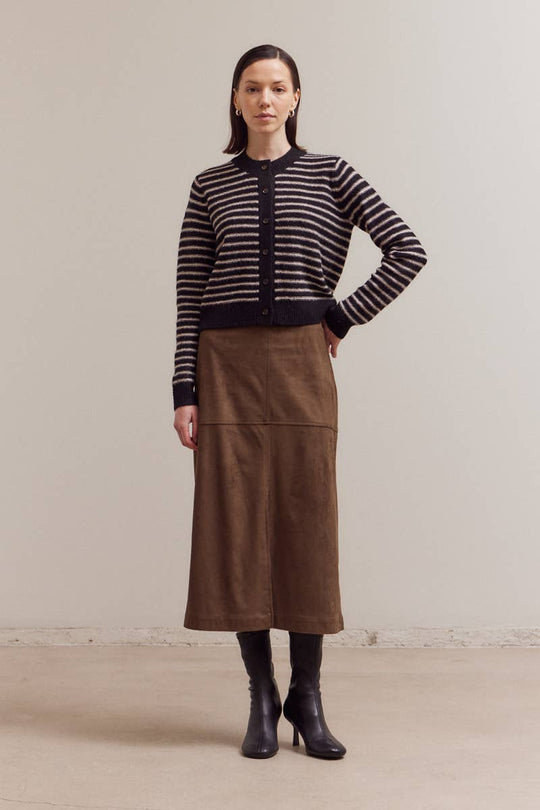 Thin Striped Button Up Cardigan