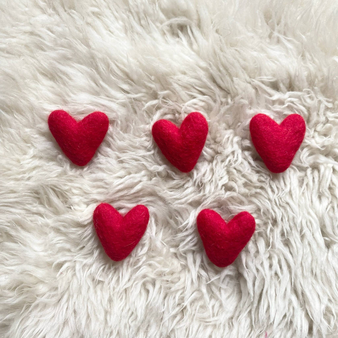 Red Felted Wool Hearts