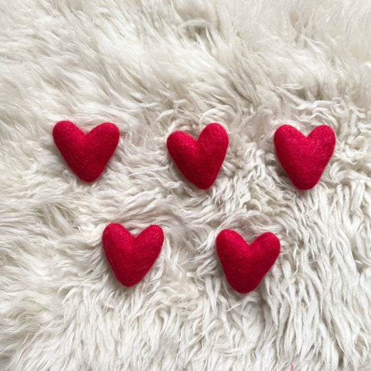 Red Felted Wool Hearts