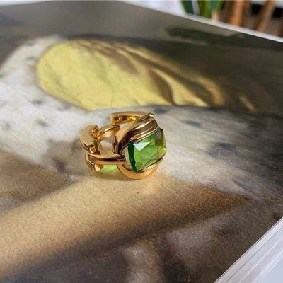Furano Studio 18k green gemstone ring; gold chunky ring; vintage green - Simple Good