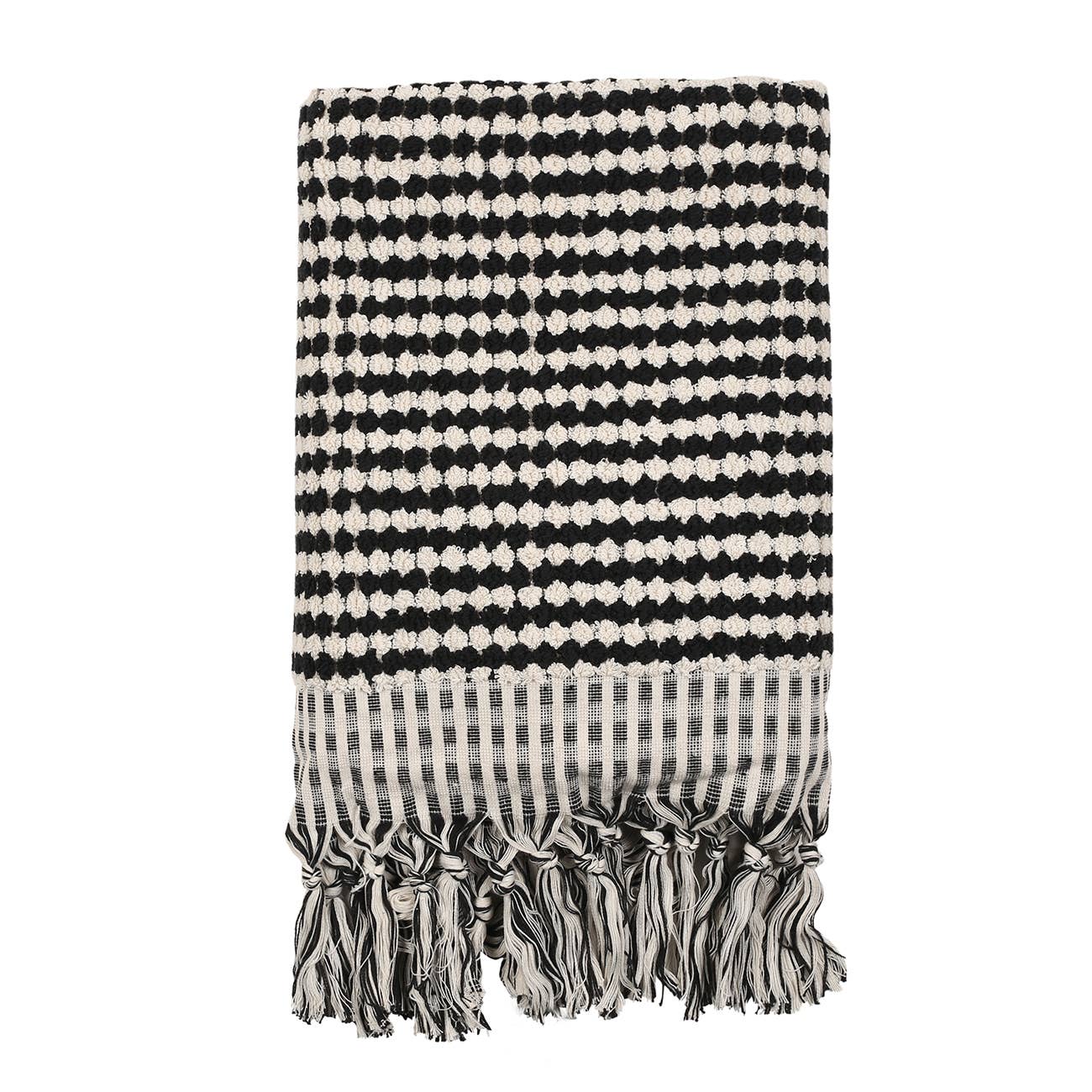 Black and White Pom Pom Towel