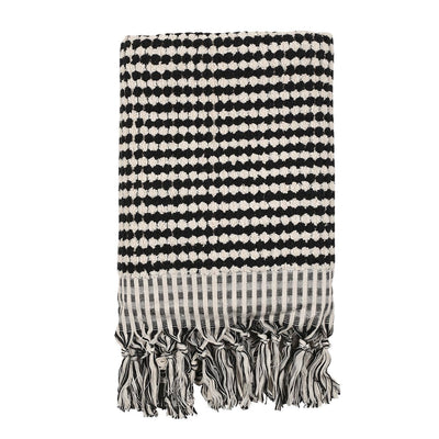 Black and White Pom Pom Towel