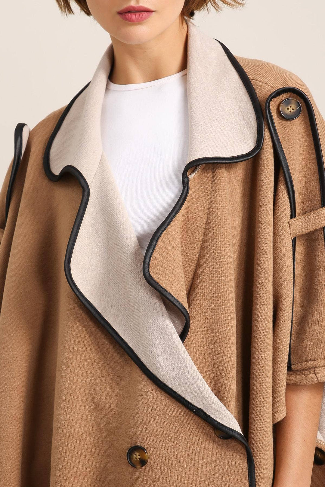 Heavy Weight Button Front Poncho