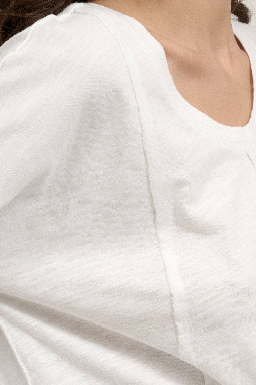Easy Fit Mineral-Wash Slub Knit Exposed-Seam Top