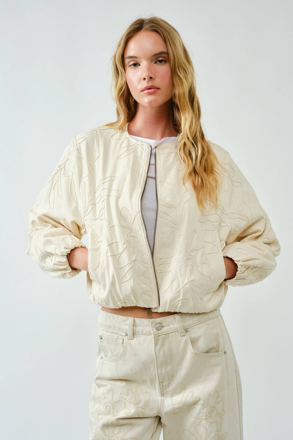Embroidered Bomber Cotton Jacket