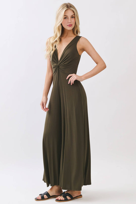 Front Twist Sleeveless Wide Leg Jumpsuit