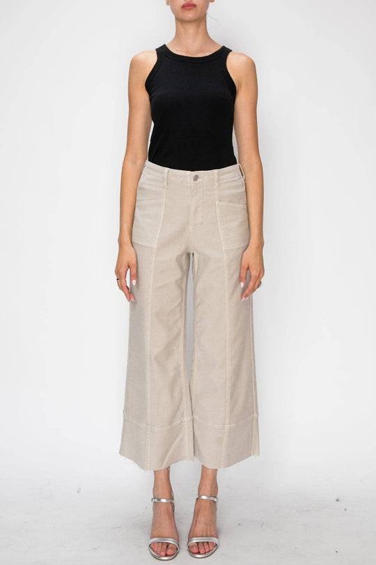 Tummy Control High Rise Slim Crop Palazzo Jeans