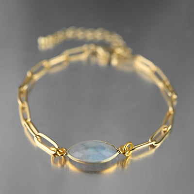 Moonstone Paperclip Chain Bracelet