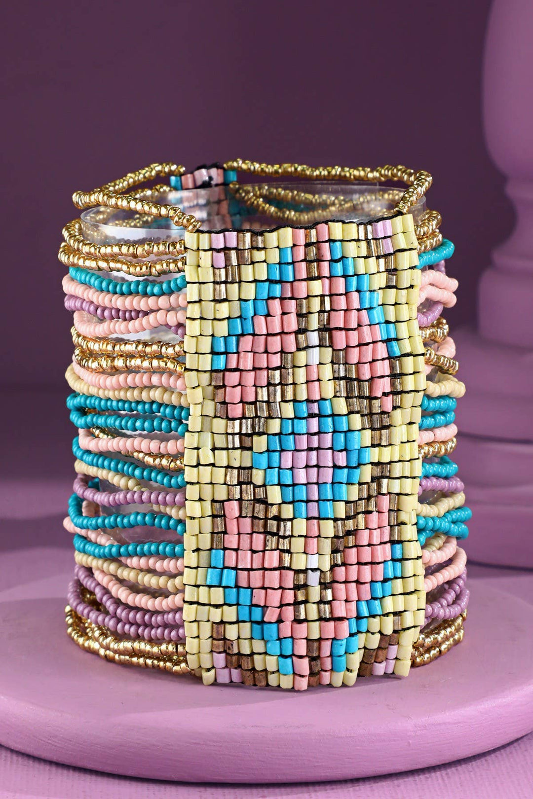 Colorful Southwestern Seed Bead Stretch Bracelet