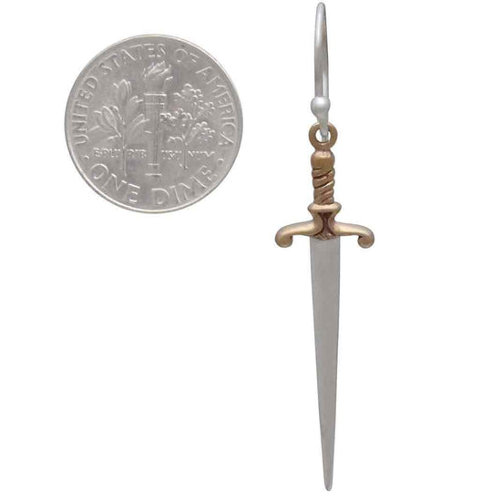 Sterling Silver Sword Dangle Earrings