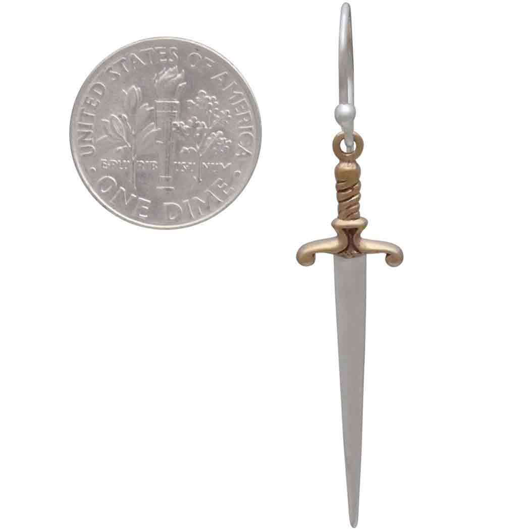 Sterling Silver Sword Dangle Earrings