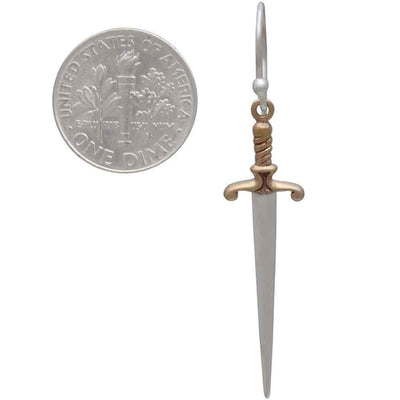 Sterling Silver Sword Dangle Earrings