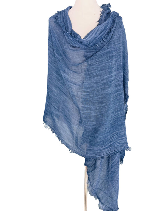 Stonewashed Solid Color Frayed Oversized Scarf