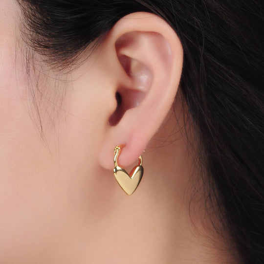 24K Gold Filled Minimal Heart Latch Hoop Earring
