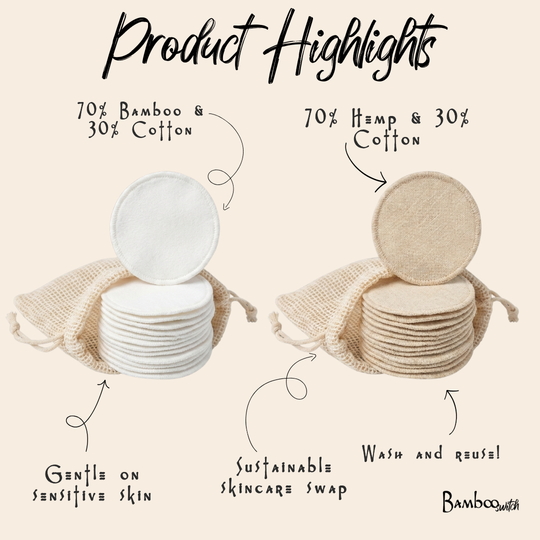 Set of 20 - Reusable Hemp Facial Rounds