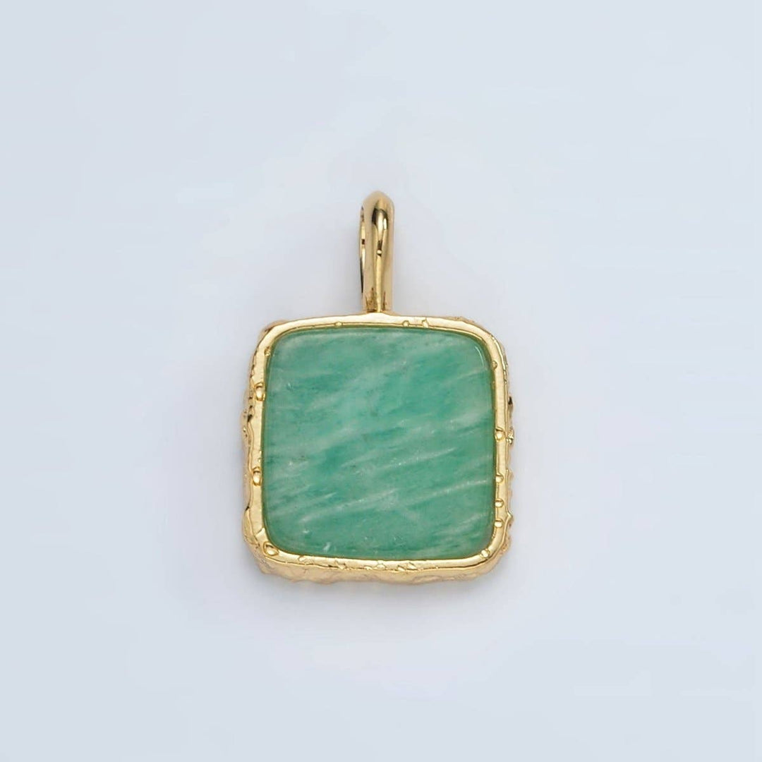 24K Gold Filled Square Natural Gemstone Necklace