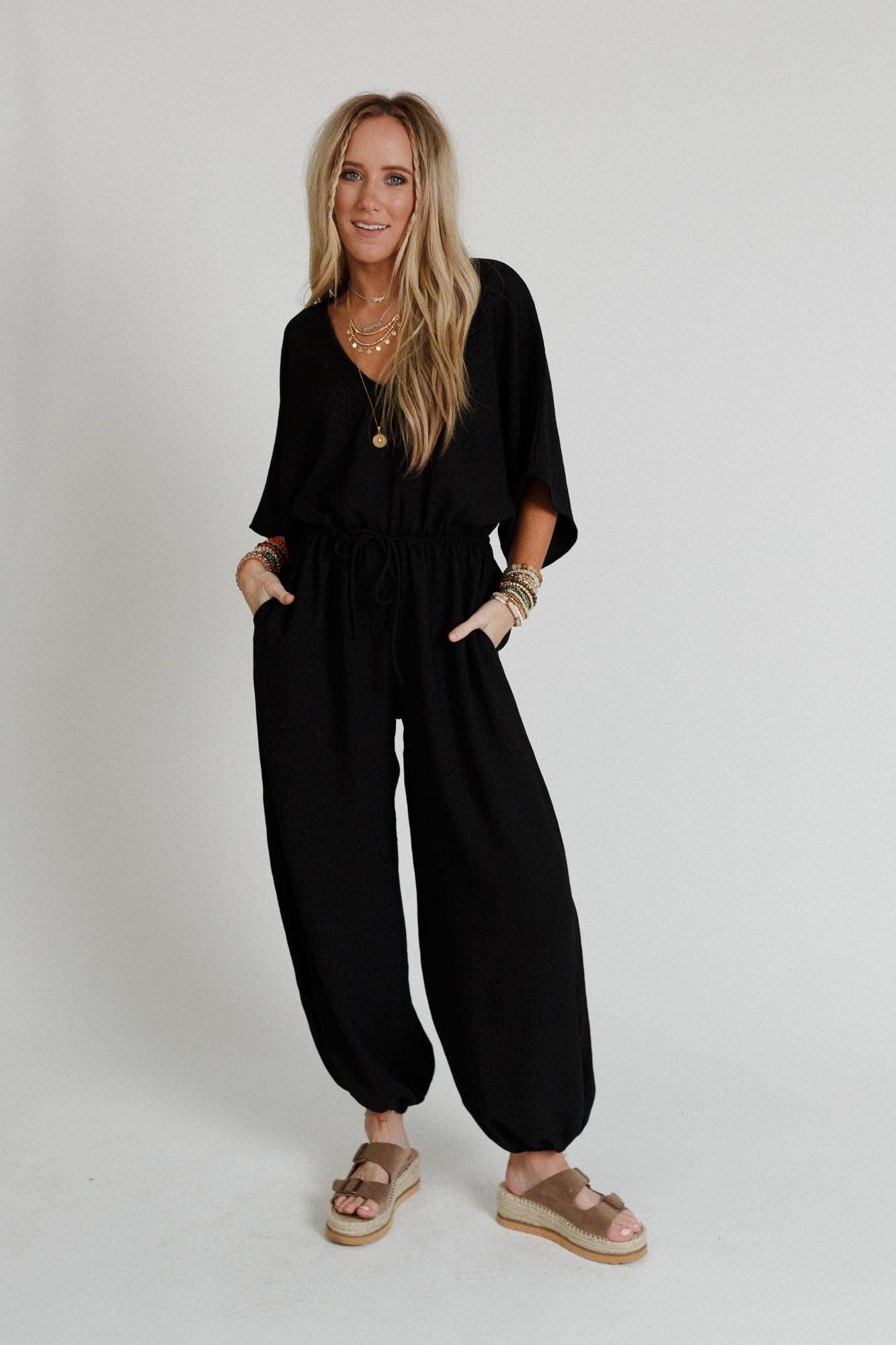 New Love Relaxed Drawstring Jumpsuit