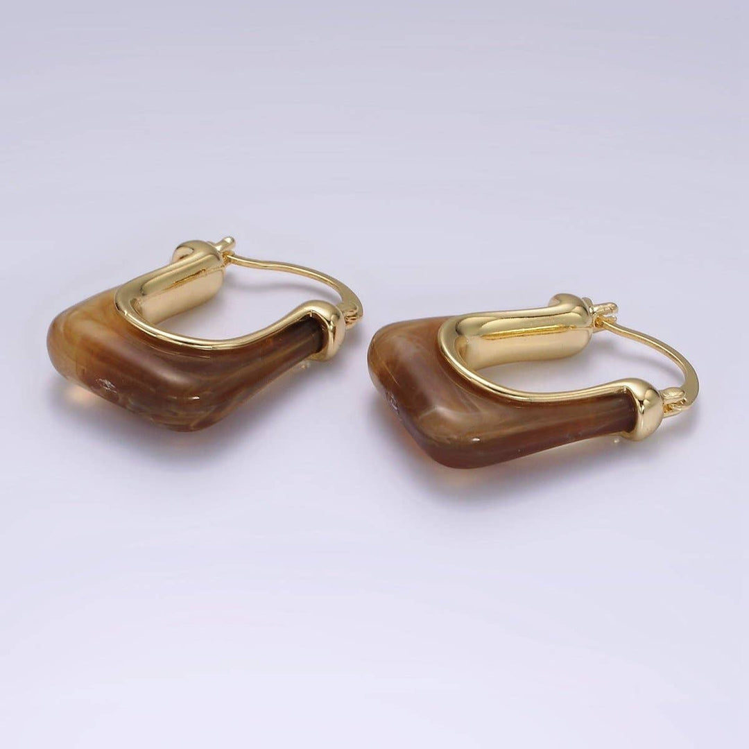 14K Gold Filled Clear U-Shaped Rectangular Acrylic Earrings