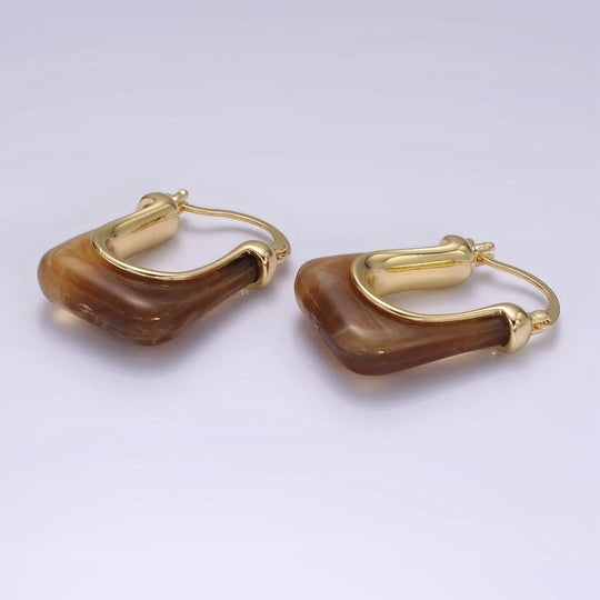 14K Gold Filled Clear U-Shaped Rectangular Acrylic Earrings