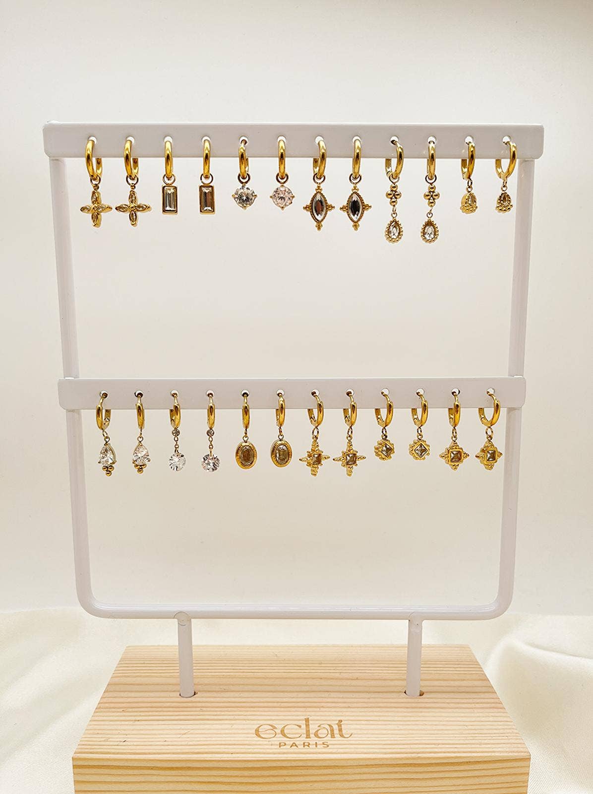 Gold Mini Hoops with Pendants