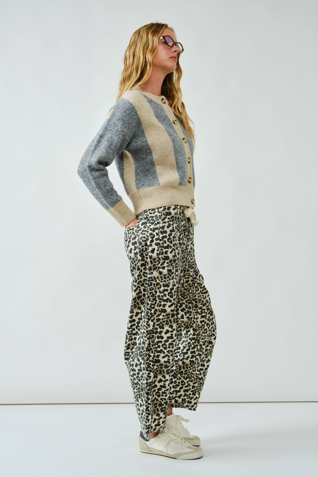 Warm Striped Pullover Cardigan