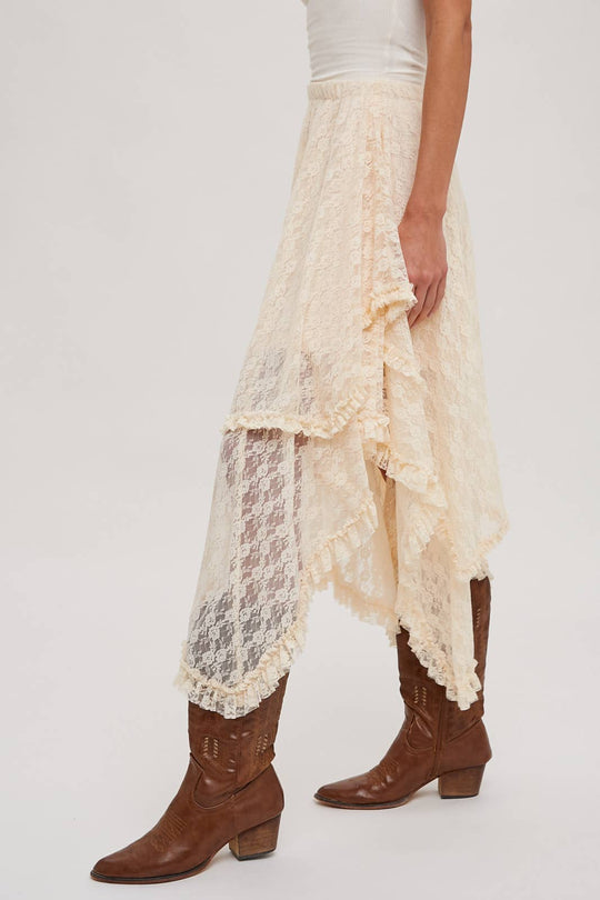 Lace Tiered Midi Skirt