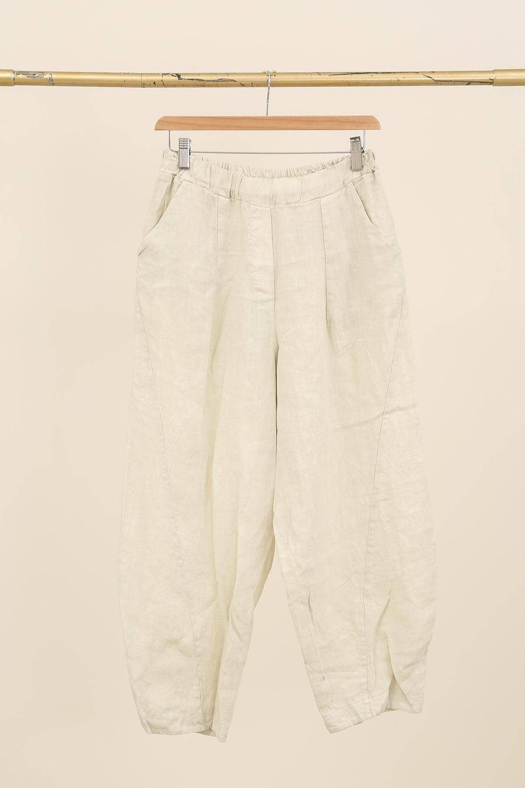 Barrel Fit Linen Ankle Pants