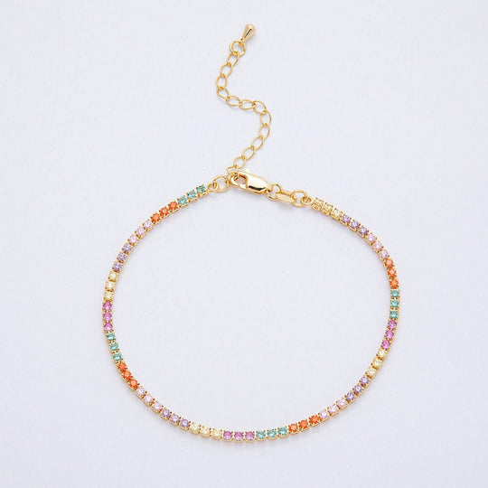 18K Gold Filled 2.5mm Multicolor CZ Tennis Bracelet
