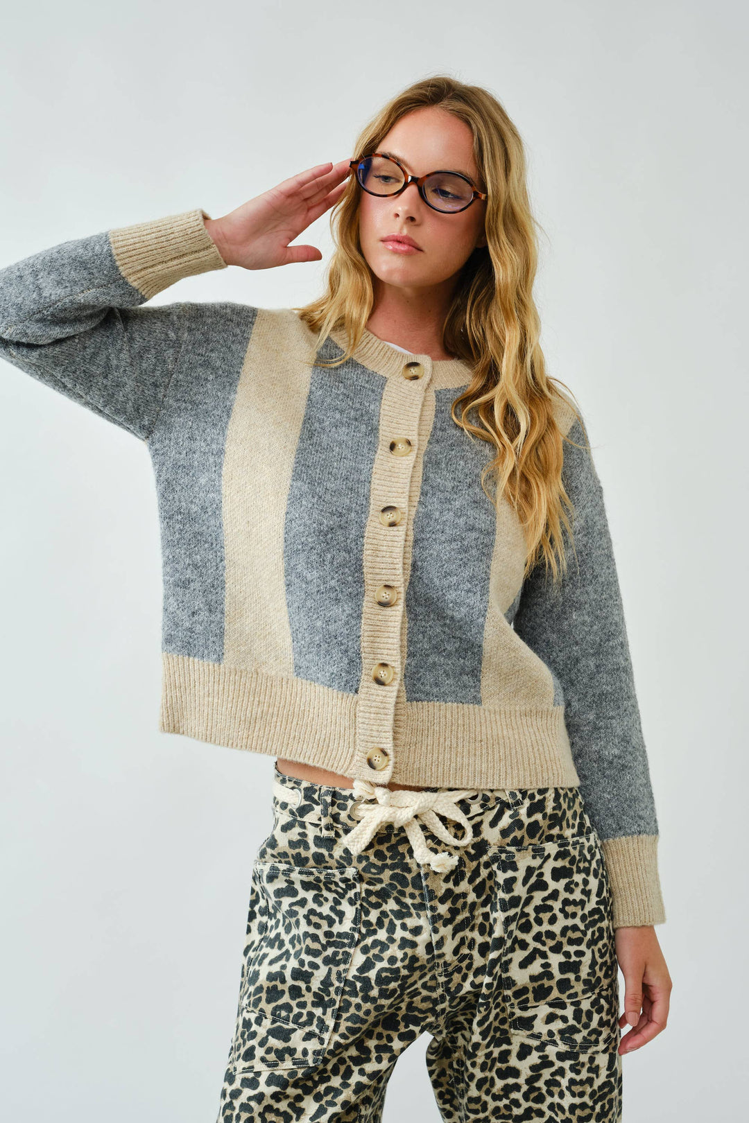Warm Striped Pullover Cardigan