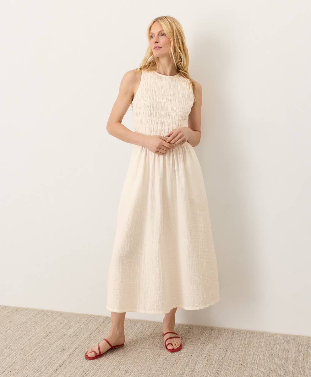 Coastal Double Gauze Smocked Dress